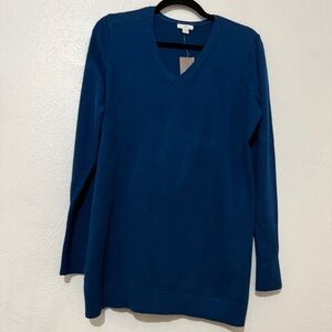 J Jill Peacock Blue V-Neck Tunic Sweater. Sz S. NWT.